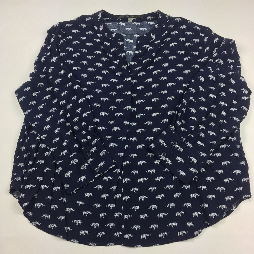 Navy Blue Elephant Print Top